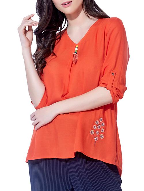 roll up sleeved embroidered top - 15794744 - Very Small Image - 1