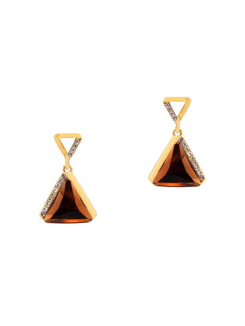 brown gold plated drop earring - 15795004 - Very Small Image - 1
