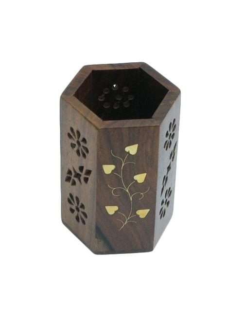 desi karigar wooden pen stand (brown) buy 1 get 1 free - 15795424 - Very Small Image - 1