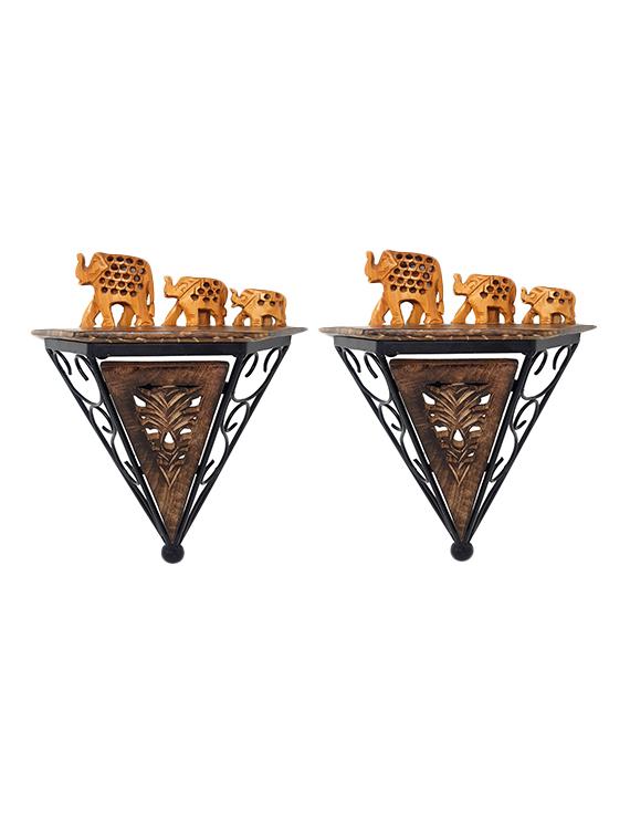 wood & wrought iron new fancy wall bracket pack of 2 - 15795461 - Standard Image - 2