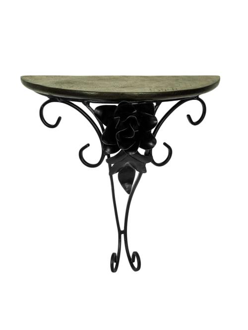 desi karigar wooden & wrought iron wall rack bracket shelf fancy design - 15795715 - Very Small Image - 1