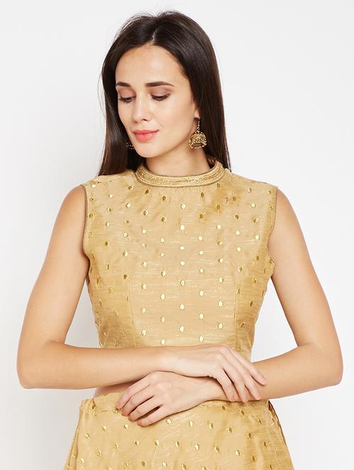 embroidered dupion crop blouse - 15796118 - Very Small Image - 1