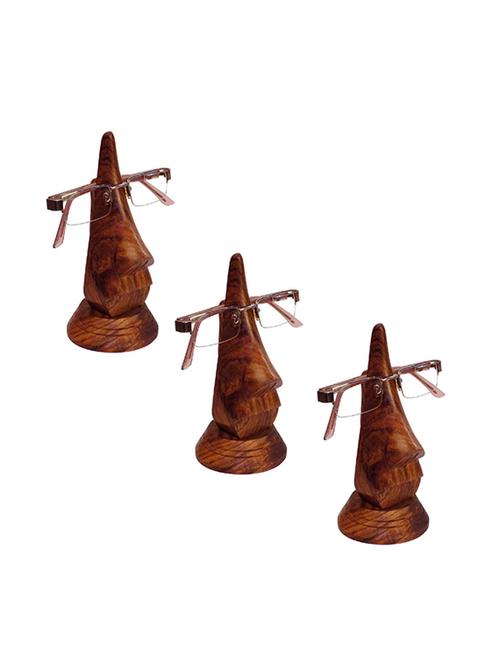 desi karigar family pack of 3 pc handmade wooden nose shaped specs stand spectacle holder - 15796163 - Very Small Image - 1