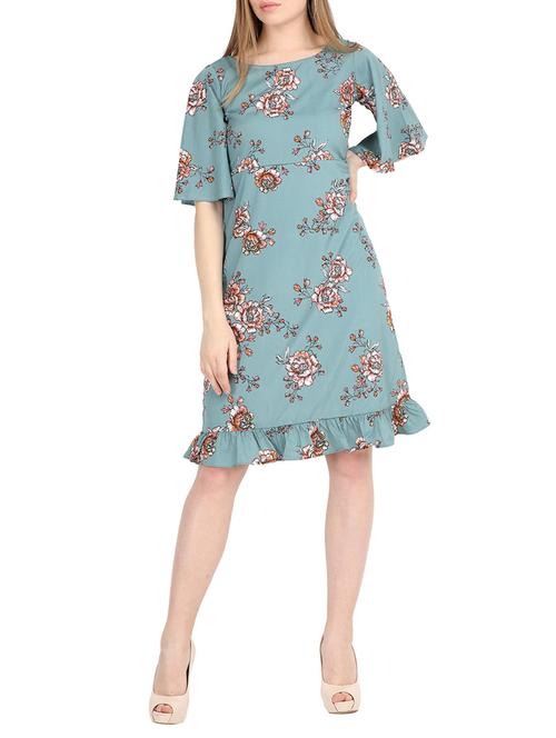gathered hem floral a-line dress - 15797206 - Very Small Image - 1