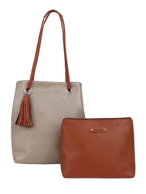 brown leatherette (pu) combo tote - 15797789 - Very Small Image - 1