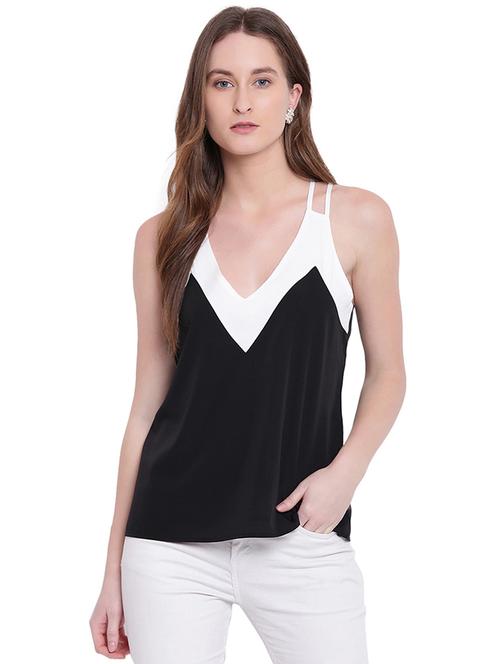 contrast paneled twin strapped top - 15797948 - Very Small Image - 1