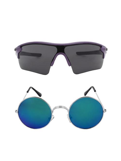 combo of 2 wrap-around & round sunglasses- abcom3471 - 15798181 - Very Small Image - 1