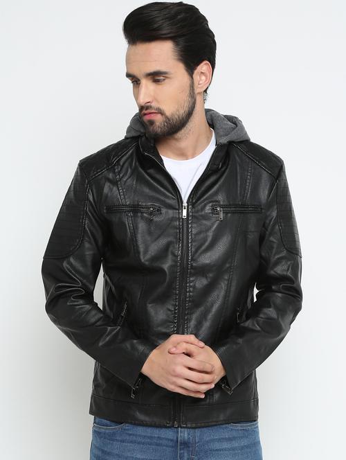 black solid biker jacket - 15798424 - Very Small Image - 1