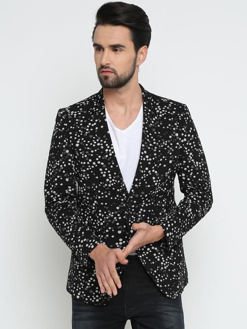 black cotton single breasted casual blazer - 15798472 - Very Small Image - 1