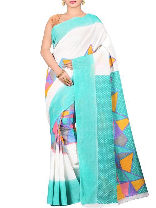printed chanderi saree with blouse - 15798741 - Very Small Image - 1