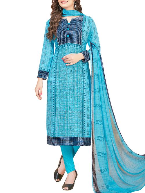 printed unstitched churidaar suit - 15799352 - Very Small Image - 1