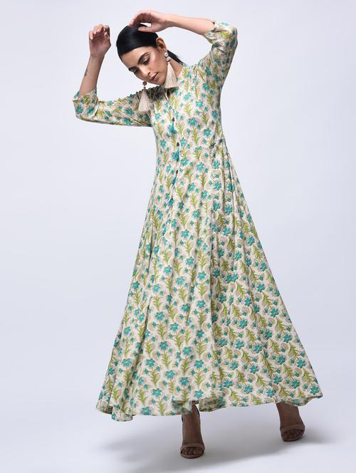 floral flared kurta with tassels - 15799468 - Very Small Image - 1
