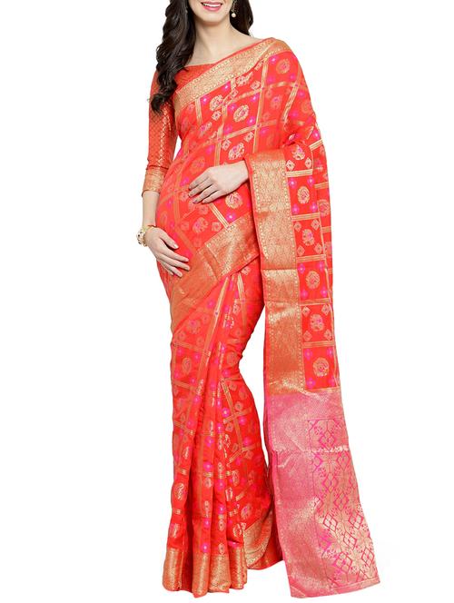 women's self design orange colored saree - 15799506 - Very Small Image - 1