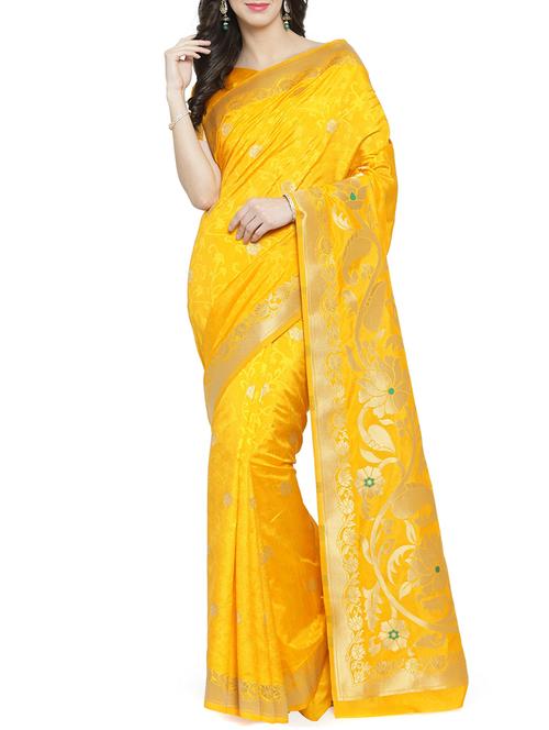 women's self design mustard colored saree - 15799508 - Very Small Image - 1