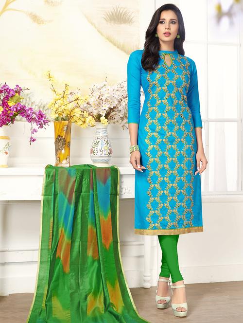 embroidered unstitched churidaar suit - 15799613 - Very Small Image - 1