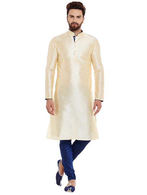 beige dupion kurta pyjama set - 15800509 - Very Small Image - 1