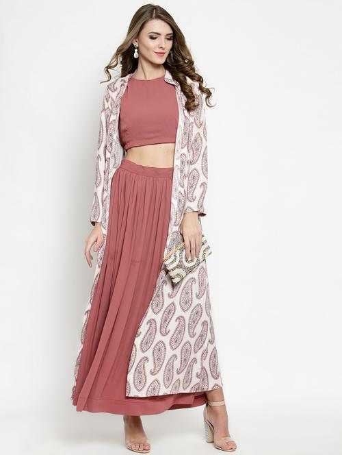 rosewood paisley printed skirt top with shrug set - 15800779 - Very Small Image - 1
