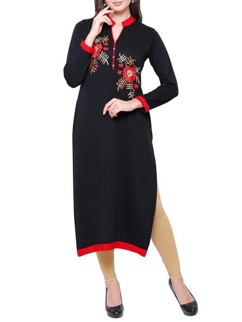 floral embroidered woolen kurta - 15800959 - Very Small Image - 1