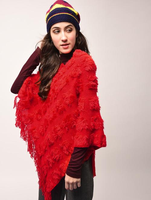 fringed v-neck poncho - 15801657 - Very Small Image - 1