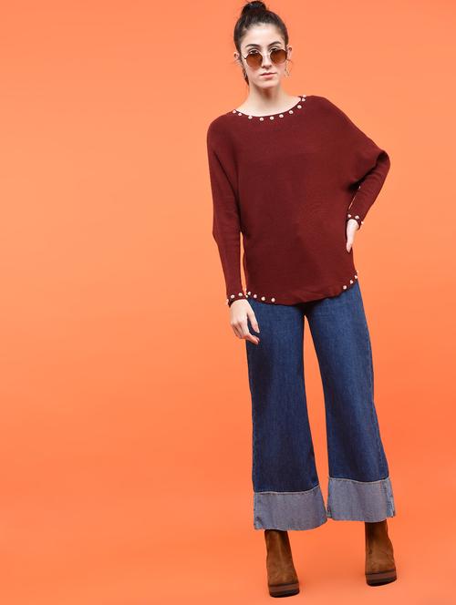 pearl embellished dolman sleeved top - 15801666 - Very Small Image - 1