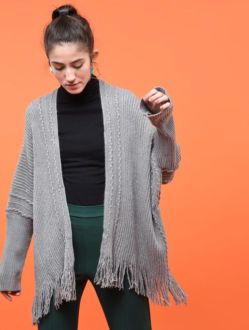 sequined fringed asymmetric shrug - 15801711 - Very Small Image - 1