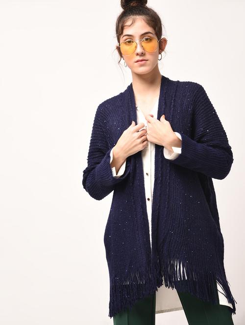 sequined fringed asymmetric shrug - 15801713 - Very Small Image - 1