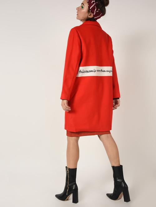 slogan print paneled overcoat - 15801917 - Very Small Image - 1