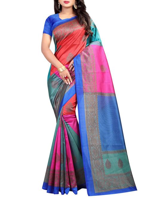 printed mysore silk saree with blouse - 15802056 - Very Small Image - 1