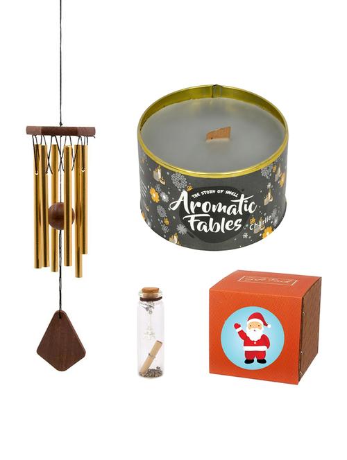 christmas gift pack with wind chain & charlie scented tin candle with christmas message bottle & gift box for gifting - 15802256 - Very Small Image - 1