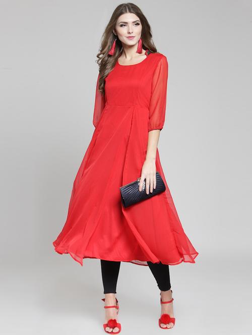 flared solid kurta - 15802806 - Very Small Image - 1