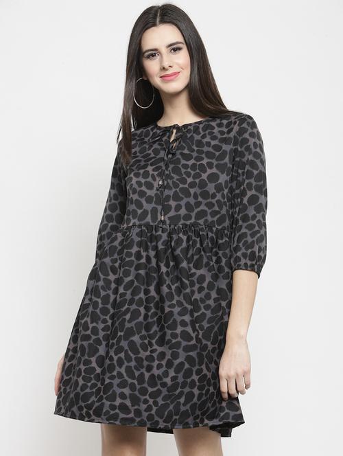 tie up neck a-line dress - 15802817 - Very Small Image - 1