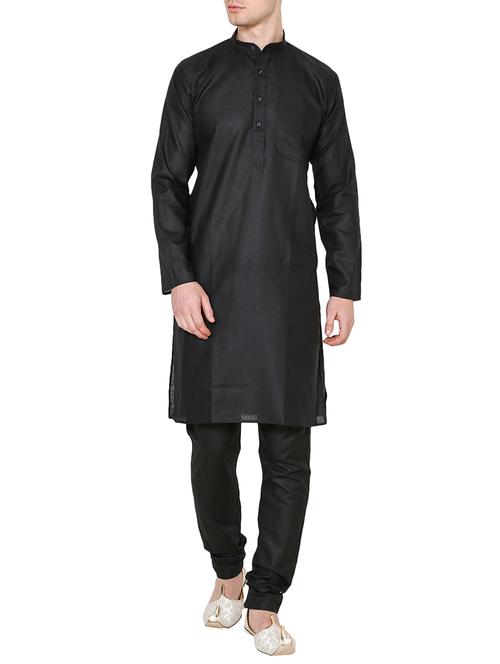 black cotton long kurta - 15803119 - Very Small Image - 1