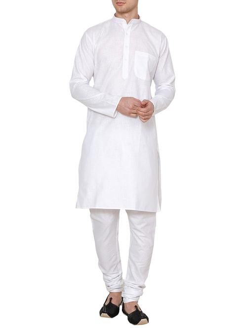 white cotton long kurta - 15803120 - Very Small Image - 1