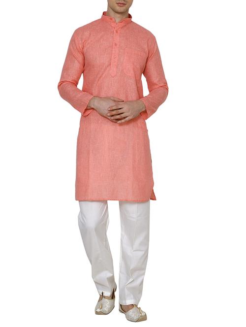 red cotton long kurta - 15803125 - Very Small Image - 1