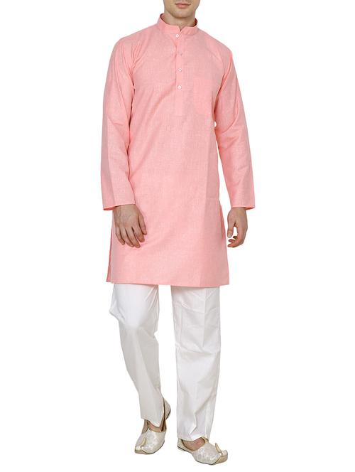 pink cotton long kurta - 15803126 - Very Small Image - 1