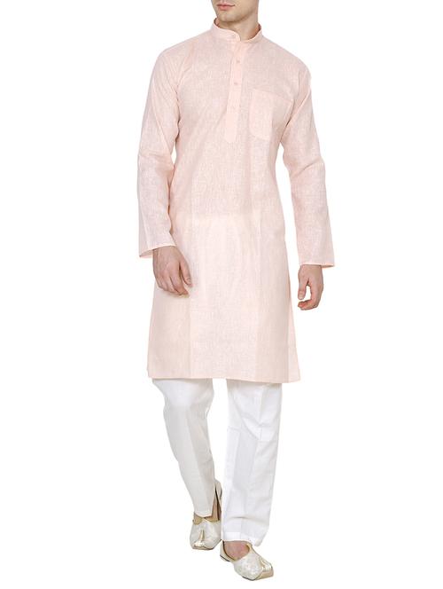 pink cotton long kurta - 15803132 - Very Small Image - 1