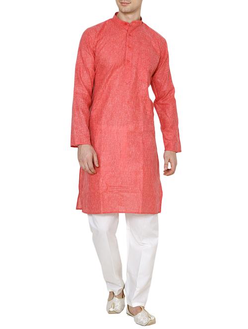 red cotton long kurta - 15803137 - Very Small Image - 1