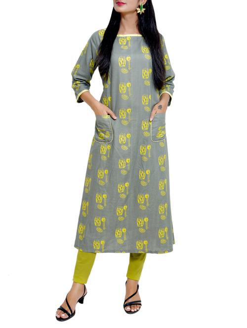 a-line conversational printed kurta - 15803283 - Very Small Image - 1