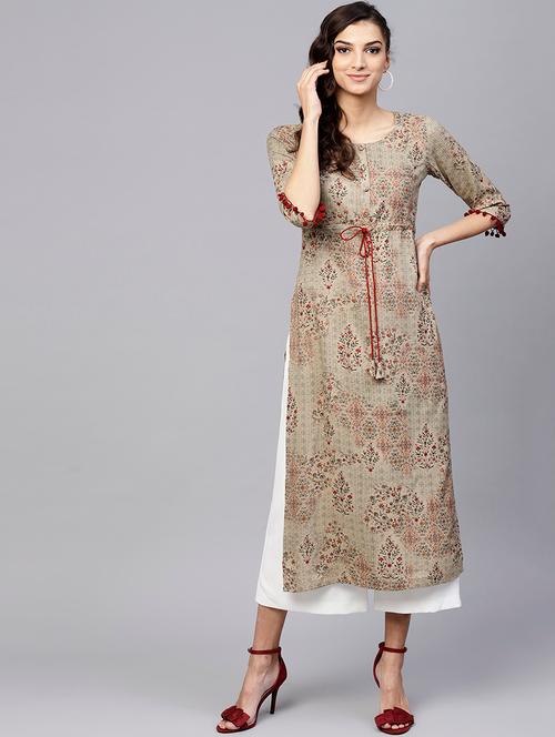 floral printed straight kurta - 15803505 - Very Small Image - 1