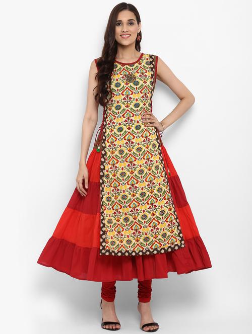 tiered printed layered kurta - 15803625 - Very Small Image - 1