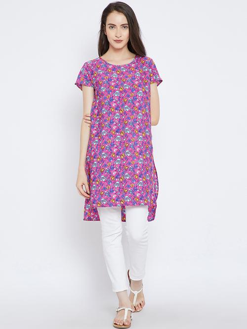 floral printed straight kurta - 15803747 - Very Small Image - 1