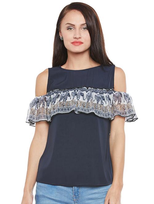 ruffled cold shoulder top - 15803798 - Very Small Image - 1