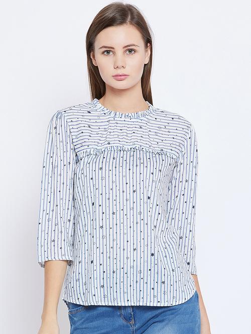 frill trim striped star print top - 15803808 - Very Small Image - 1