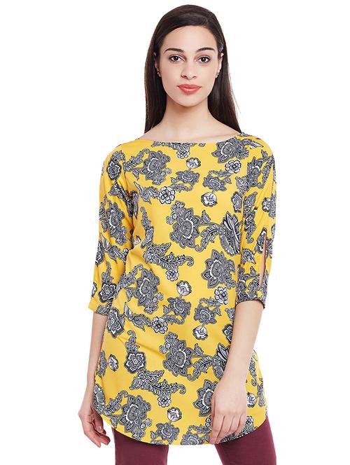 curved hem slit sleeved top - 15803816 - Very Small Image - 1