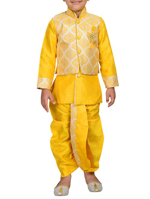 yellow silk blend dhoti kurta set - 15805106 - Very Small Image - 1