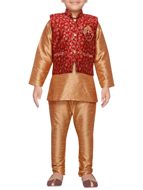 red silk blend kurta set - 15805109 - Very Small Image - 1