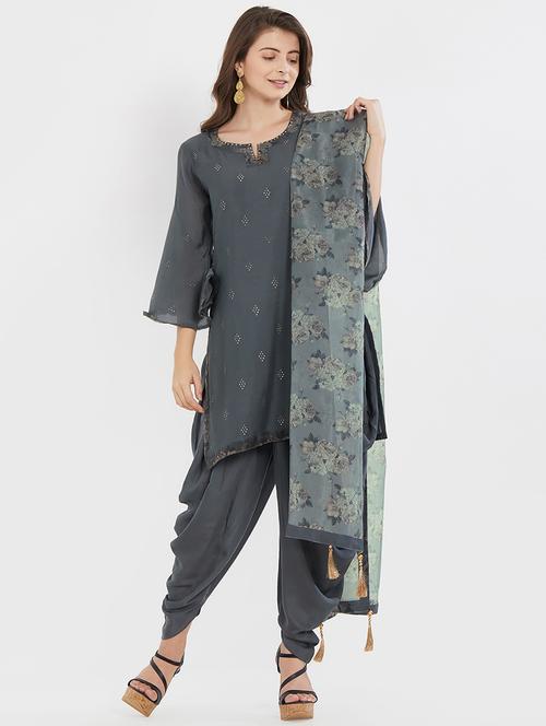 embellished kurta patiyala with dupatta set - 15805276 - Very Small Image - 1