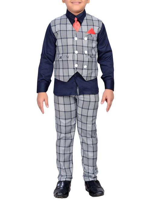 grey cotton blend waistcoat suit set - 15805395 - Very Small Image - 1
