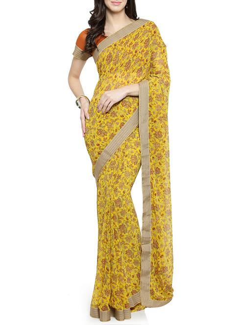 floral printed saree with blouse - 15805917 - Very Small Image - 1