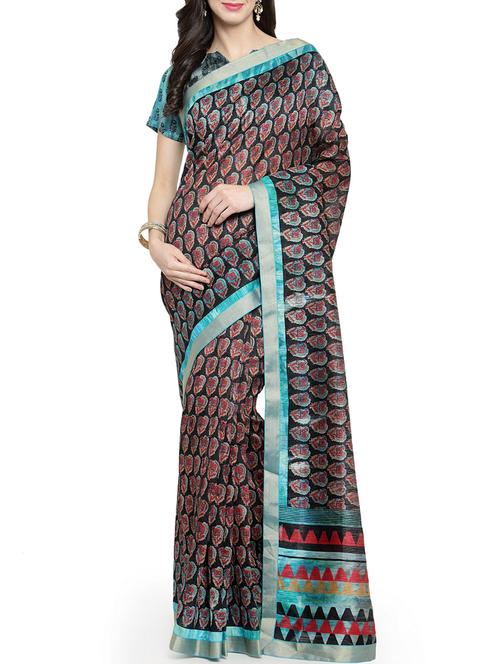 floral printed saree with blouse - 15805973 - Very Small Image - 1